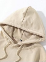 Men 2pcs Kangaroo Pocket Drawstring Hoodie