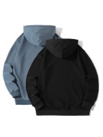 Men 2pcs Kangaroo Pocket Drawstring Hoodie