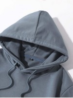 Men 2pcs Kangaroo Pocket Drawstring Hoodie