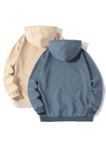 Men 2pcs Kangaroo Pocket Drawstring Hoodie