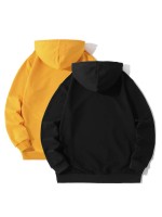 Men 2pcs Kangaroo Pocket Drawstring Hoodie