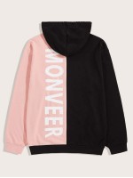 Men Two Tone Letter Graphic Hoodie