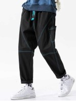 Men Contrast Stitch Exaggerate Pocket Pants