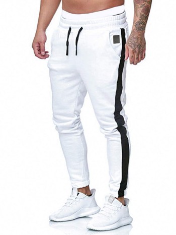 Men Side Panel Drawstring Waist Sweatpants