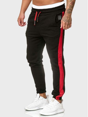 Men Contrast Side Seam Drawstring Sweatpants