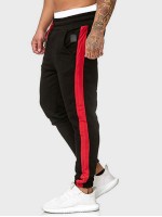 Men Contrast Side Seam Drawstring Sweatpants