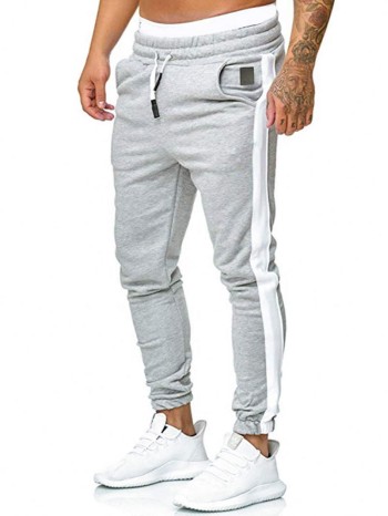 Men Contrast Side Seam Drawstring Sweatpants