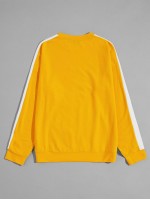 Men Contrast Side Seam Patched Detail Pullover