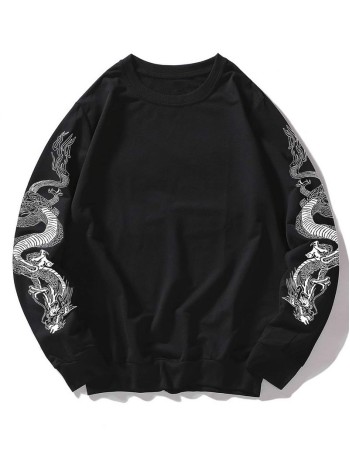 Men Chinese Dragon Print Sweatshirt