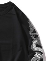 Men Chinese Dragon Print Sweatshirt