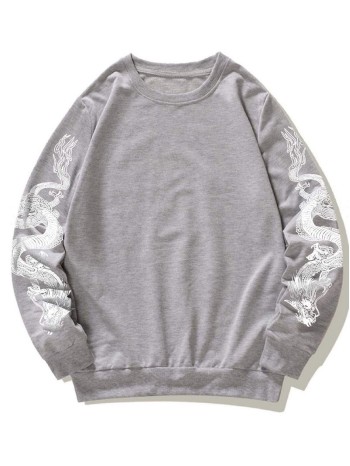 Men Chinese Dragon Print Sweatshirt