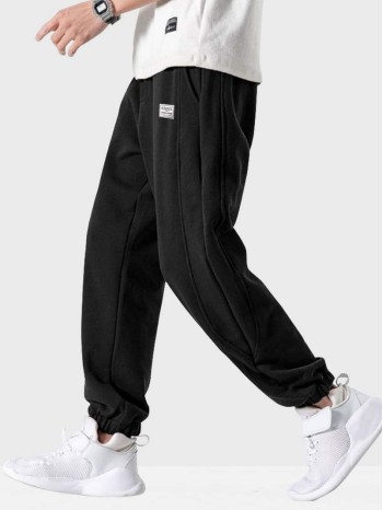 Men Slant Pocket Patched Sweatpants