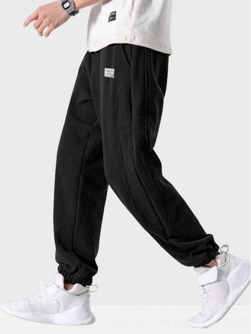 Men Slant Pocket Patched Sweatpants