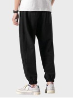 Men Slant Pocket Patched Sweatpants