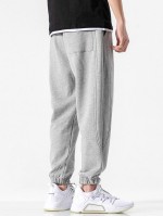 Men Slant Pocket Patched Sweatpants