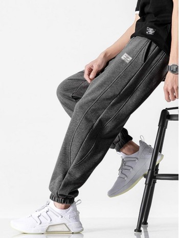 Men Slant Pocket Patched Sweatpants