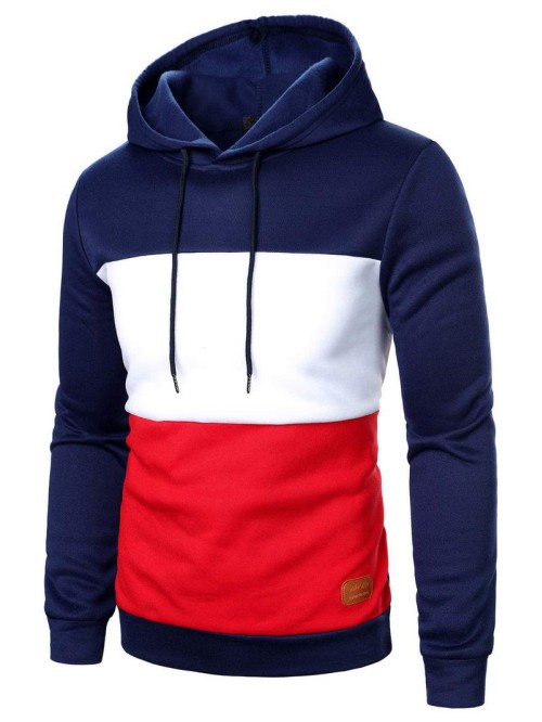 Men Cut And Sew Drawstring Hoodie