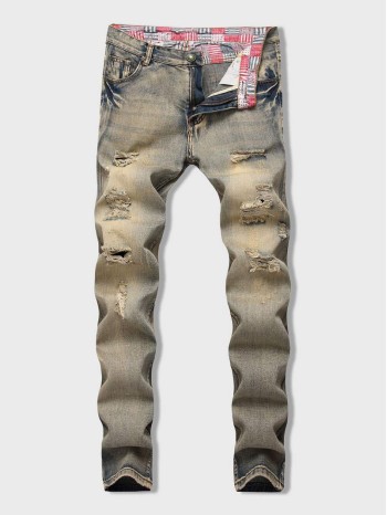 Men Ladder Distressed Skinny Jeans