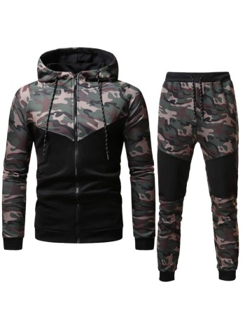 Men Camo Zip Up Hoodie & Sweatpants