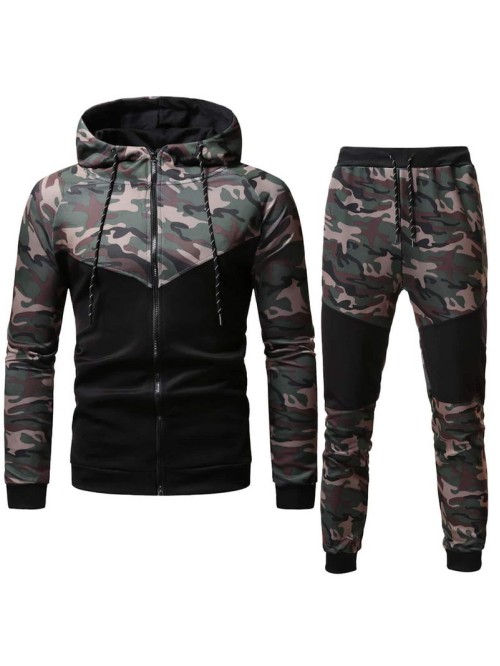 Men Camo Zip Up Hoodie & Sweatpants