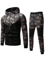 Men Camo Zip Up Hoodie & Sweatpants