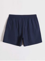 Men Drawstring Waist Solid Swim Trunks