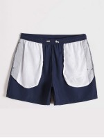 Men Drawstring Waist Solid Swim Trunks