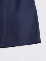 Men Drawstring Waist Solid Swim Trunks