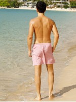 Men Drawstring Waist Solid Swim Trunks