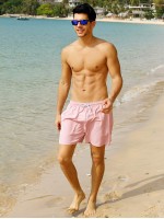 Men Drawstring Waist Solid Swim Trunks