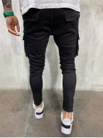 Men Solid Flap Pocket Jeans