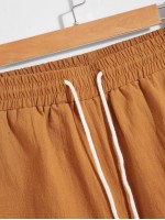 Men Patched Detail Drawstring Waist Shorts