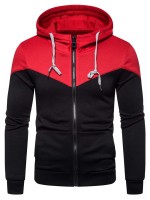 Men Colorblock Zip Up Hooded Sweatshirt