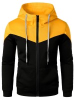 Men Colorblock Zip Up Hooded Sweatshirt