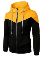 Men Colorblock Zip Up Hooded Sweatshirt