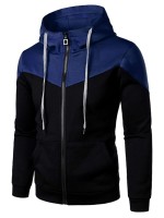 Men Colorblock Zip Up Hooded Sweatshirt