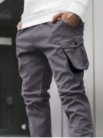 Men Flap Pocket Zipper Detail Trousers