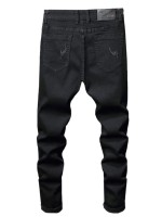 Men Skull And Letter Embroidery Jeans