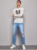 Men High-Waisted Ripped Straight Jeans