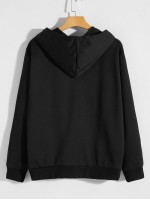 Men Zip Up Drawstring Hooded Sweatshirt