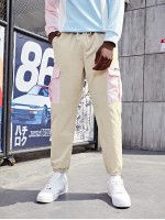 Men Embroidery Letter Flap Pocket Cargo Pants