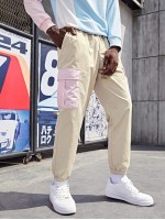 Men Embroidery Letter Flap Pocket Cargo Pants