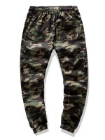 Men Camo Print Flap Pocket Drawstring Cargo Pants