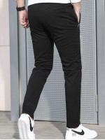 Men Drawstring Waist Slant Pocket Pants