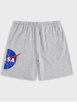 Men Graphic Print Heather Gray Track Shorts