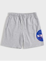 Men Graphic Print Heather Gray Track Shorts