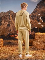 Men Kangaroo Pocket Drawstring Hoodie & Sweatpants