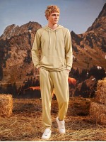 Men Kangaroo Pocket Drawstring Hoodie & Sweatpants