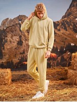 Men Kangaroo Pocket Drawstring Hoodie & Sweatpants