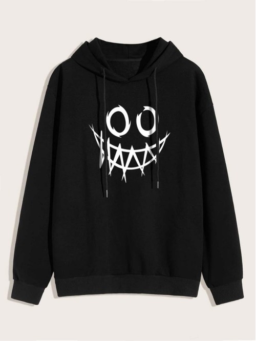 Men Cartoon Graphic Drawstring Hoodie